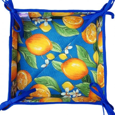 Fabric tidy printed Citron blue