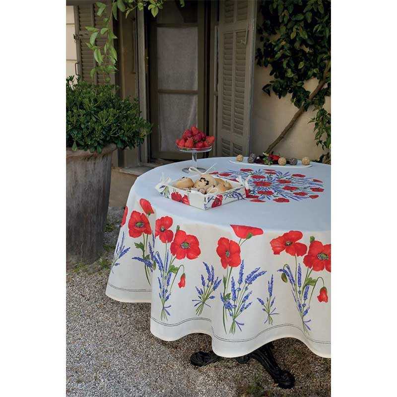 Round tablecloths Coquelicots