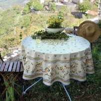 Nappe ronde en coton, imprimé provençal Moustiers