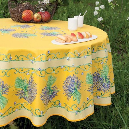 Round table cloth Printed Bouquet de lavande