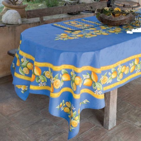 Outdoor tablecloth oval table, Citrons print