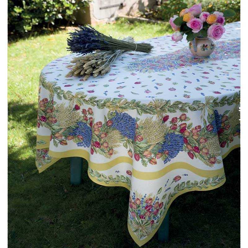 Oval Table Cover With Countryside, Will A Round Tablecloth Fit An Oval Table