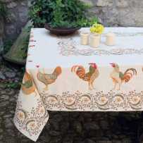 Rooster tablecloth in woven Jacquard