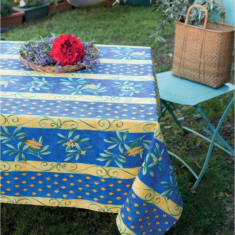 Nappe enduite rectangulaire, imprimé Cigales