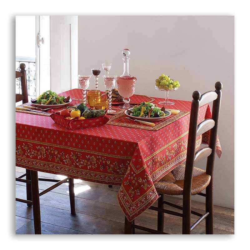 Square red tablecloth, Avignon framed, Marat d'Avignon