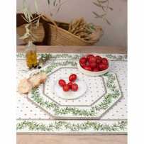Dining table mats Calissons Olivettes white green