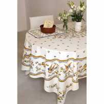 Oval dining table cloth, printed Moustiers