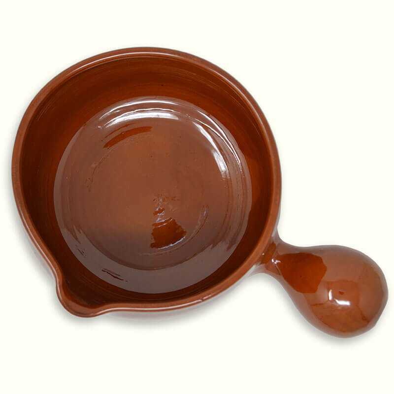 Provencal ceramic cooking saucepan with lid and spout from Vallauris