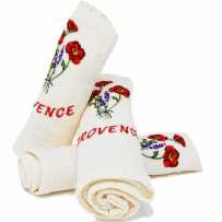 Kitchen towels and dishcloths, pattern Coquelicots