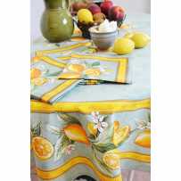 Provencal Cotton tablecloths, round shape, Printed Citron