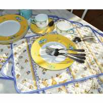 Rectangular table mats Moustiers white blue