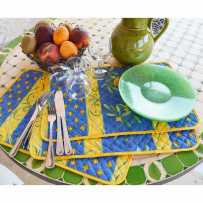 rectangular table placemats print Cigales color blue