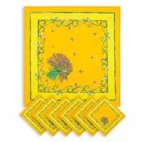 Serviettes de table carrées, imprimé Bouquet de lavandes jaune