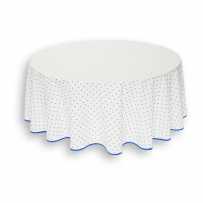 Nappe ronde en coton, imprimé provençal Calisson blanc bleu