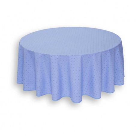 Nappe ronde en coton, imprimé provençal Calisson lavande blanc