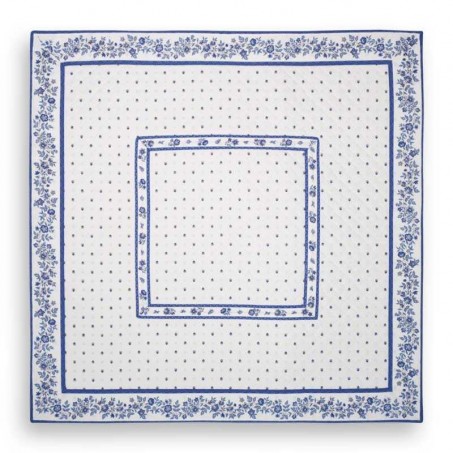 Tapis de table matelassé, imprimé provençal Calissons Fleurette blanc bleu