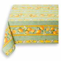 Nappe rectangulaire verte en coton, imprimé Citron