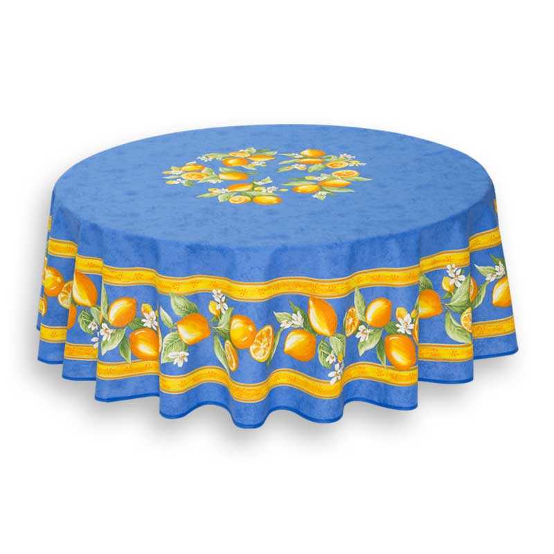 Cotton tablecloths, round shape, Printed Citron