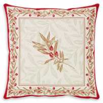 Housse de Coussin en tissé Jacquard ecru rouge