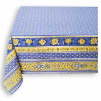 Nappe carrée en coton imprimé Bastide double rayure lavande