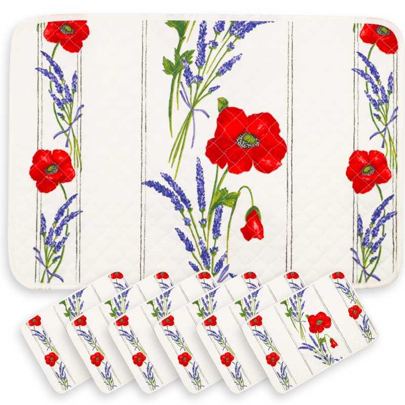Les sets de table rectangles matelassés Coquelicots (x6)