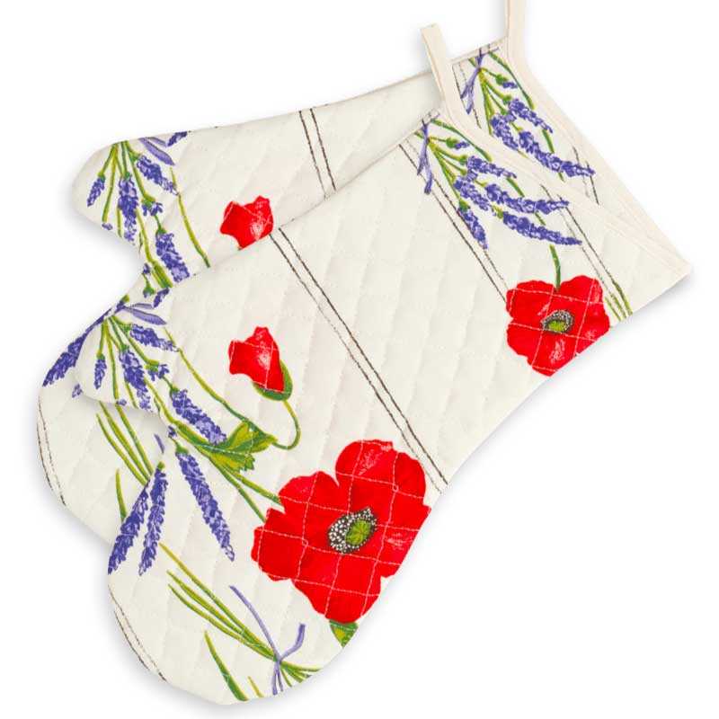 Oven mitts, cotton printed Coquelicots (x2)