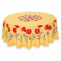 Round tablecloths Coquelicots et Lavandes yellow
