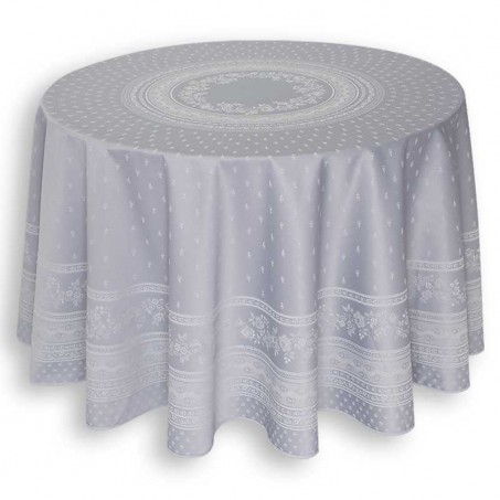 Nappe ronde provençale Durance en tissé Jacquard gris