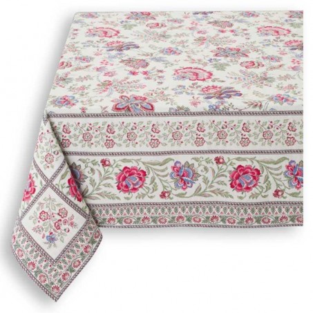 Square tablecloth woven Jacquard Garance, Marat d'Avignon pink