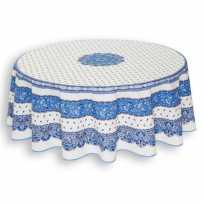 Nappe ronde en coton, imprimé provençal Tradition blanc