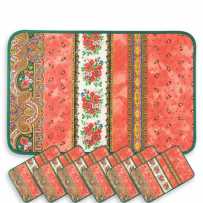 Sets de table rectangulaire matelassé, imprimé Tradition orange