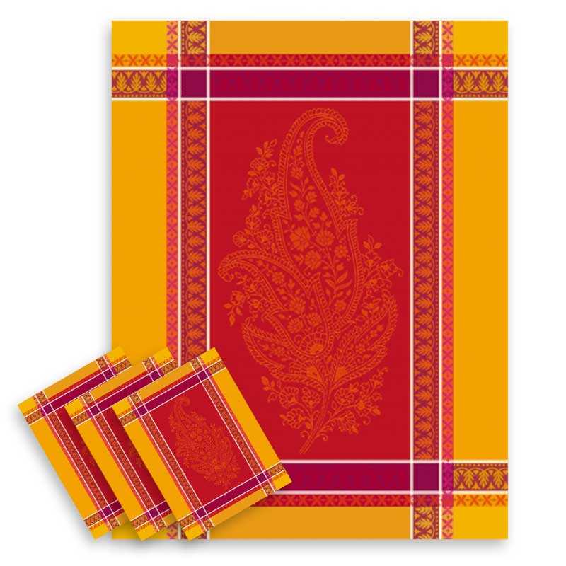 Torchon de table en lot de 3  tissé Jacquard collection Cassis