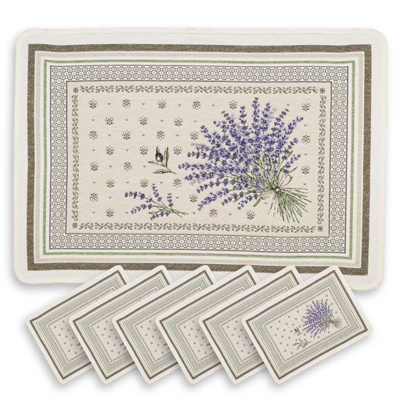 Unique placemats with Provencal jacquard lavender bouquet