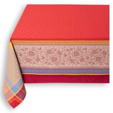nappe tissu anti tache rectangulaire grande taille en jacquard rouge