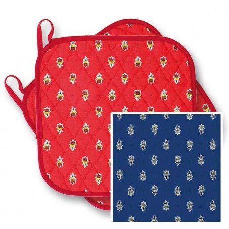 Quilted Kitchen pot holders in blue Avignon (X2)
