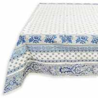 Dining room table cloth, rectangular and striped, Bastide by Marat white blue