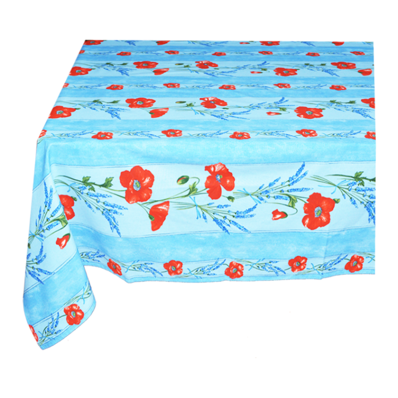 Floral rectangle tablecloth, Coquelicots Lavandes