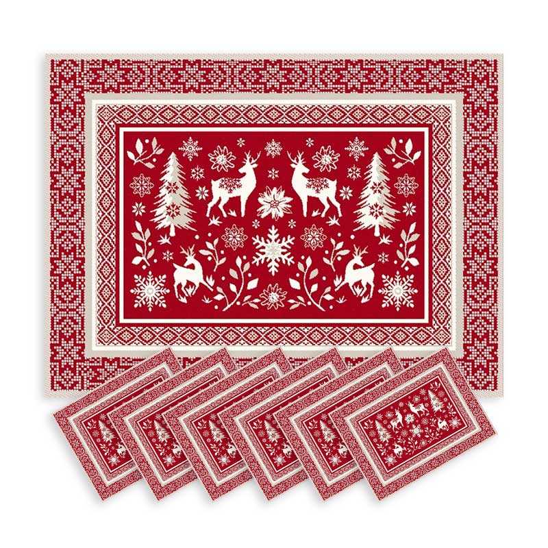 Set de table de Noël rouge collection Vallée (x6)