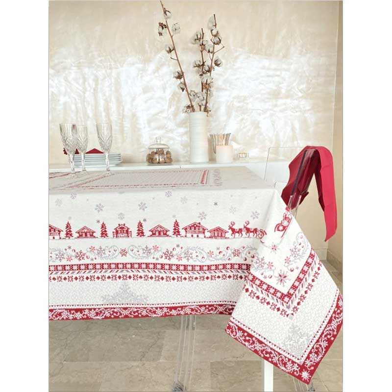 Nappe de Noël blanche et rouge Minuit