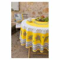 nappe provençale anti tache ronde 180 jaune