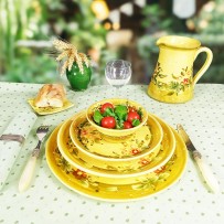 Very large dinner plates with floral decor