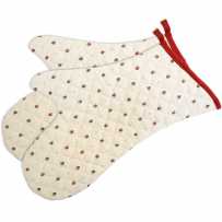 Gants de cuisine matelassé, imprimé Calissons blanc rouge