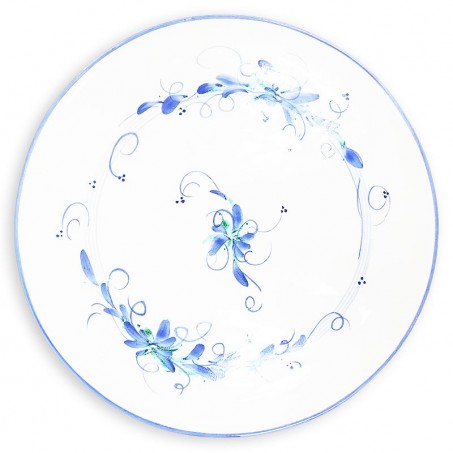 plat à tarte présentation blanc bleu