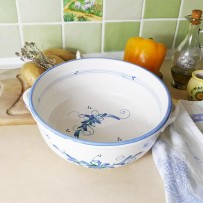 Large cooking skillet pan with lid in traditional pottery of Vallauris