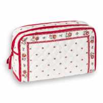 Trousse de toilette en tissu à motifs provençaux Calissons blanc rouge