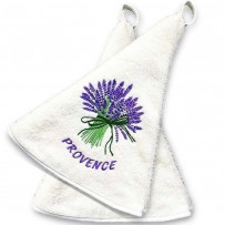 Bathroom hand towels (x2), with Lavender decor color ecru