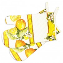 Gants de cuisine matelassé, imprimé Citron blanc