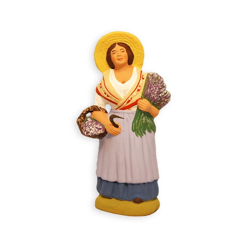 Santons de crèche Noël - Femme à la lavande