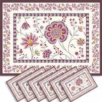 Sets de table rectangulaire, tissé Jacquard Montespan violet