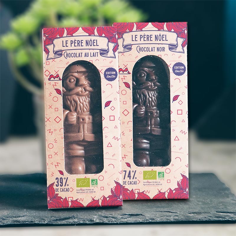 Organic Chocolate Santa Claus - black and Milk
